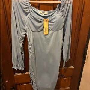 Gray Ruched Sweetheart Bodycon Dress